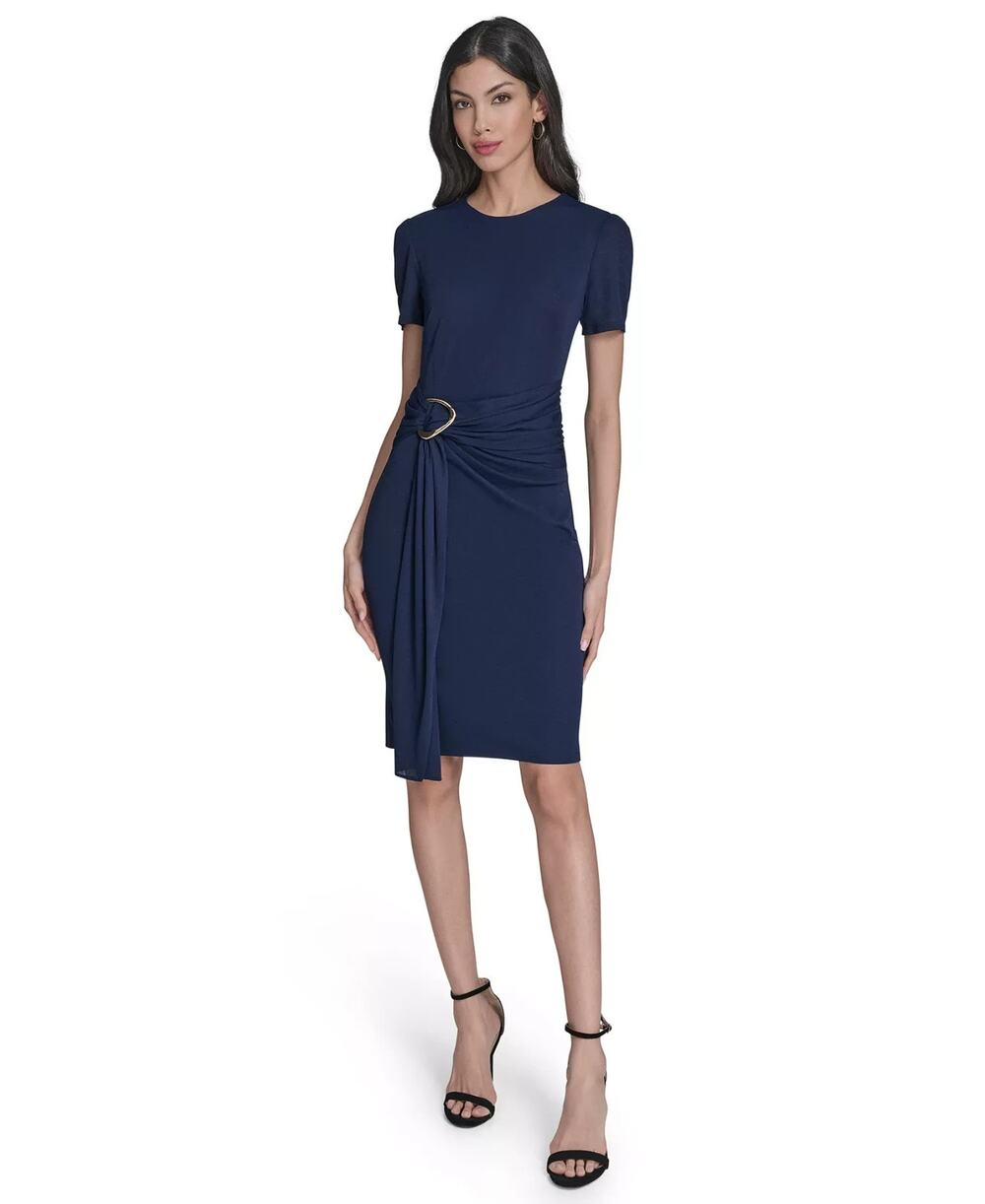 Vince Camuto Women's Knit Bodycon Dress With Hardware Detail Blue Size 14 1842